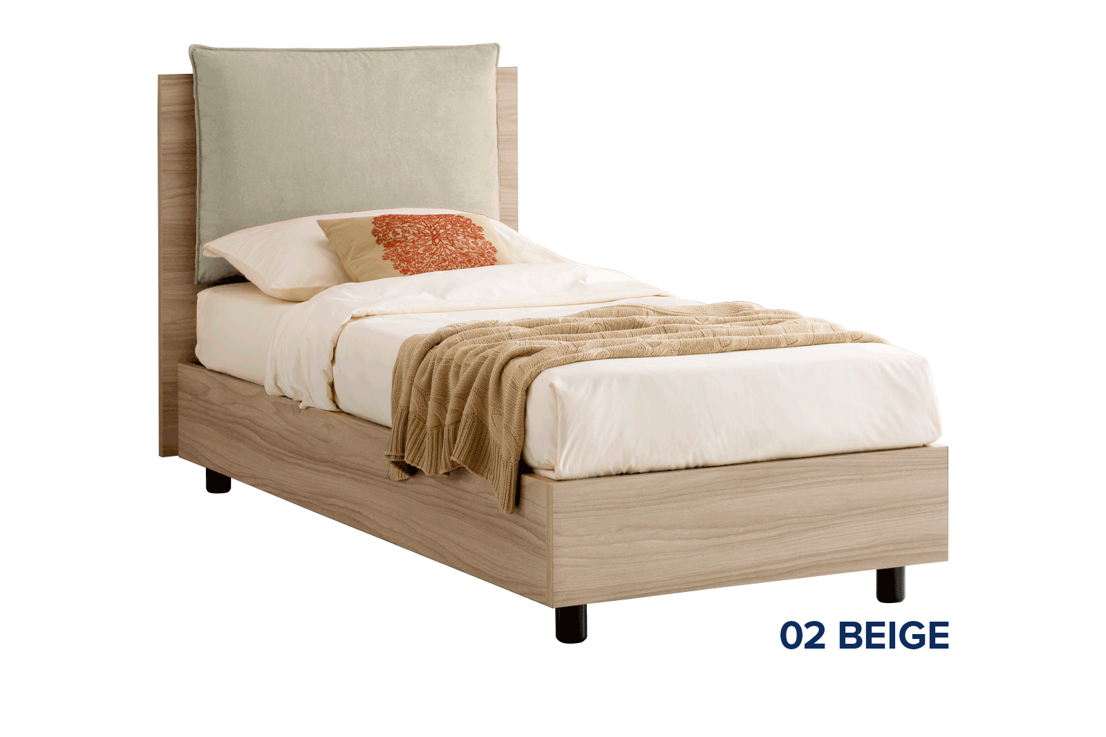 Letto Be Nature Bed 2.0 in legno rovere cuscino Ariel 2 beige 80x195 outlet