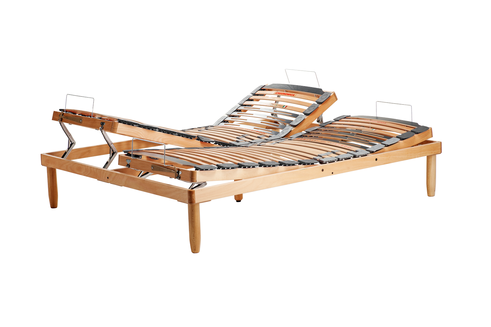 Mon Mobilier Design Rete A Doghe Ergonomica Ergo Con Pali Di Sostegno – 140x200 Cm, 2 Zone, Supporto Lombare