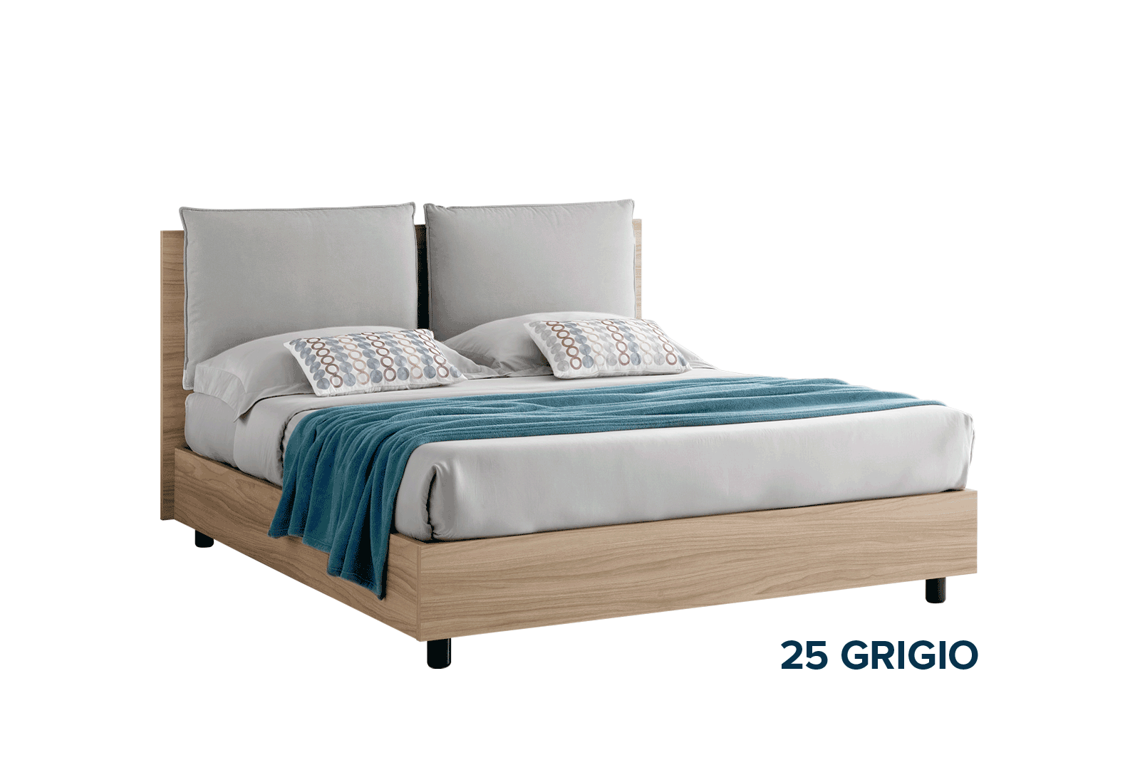 Letto contenitore Be Nature Bed con cuscino grigio e materasso 140x195 outlet