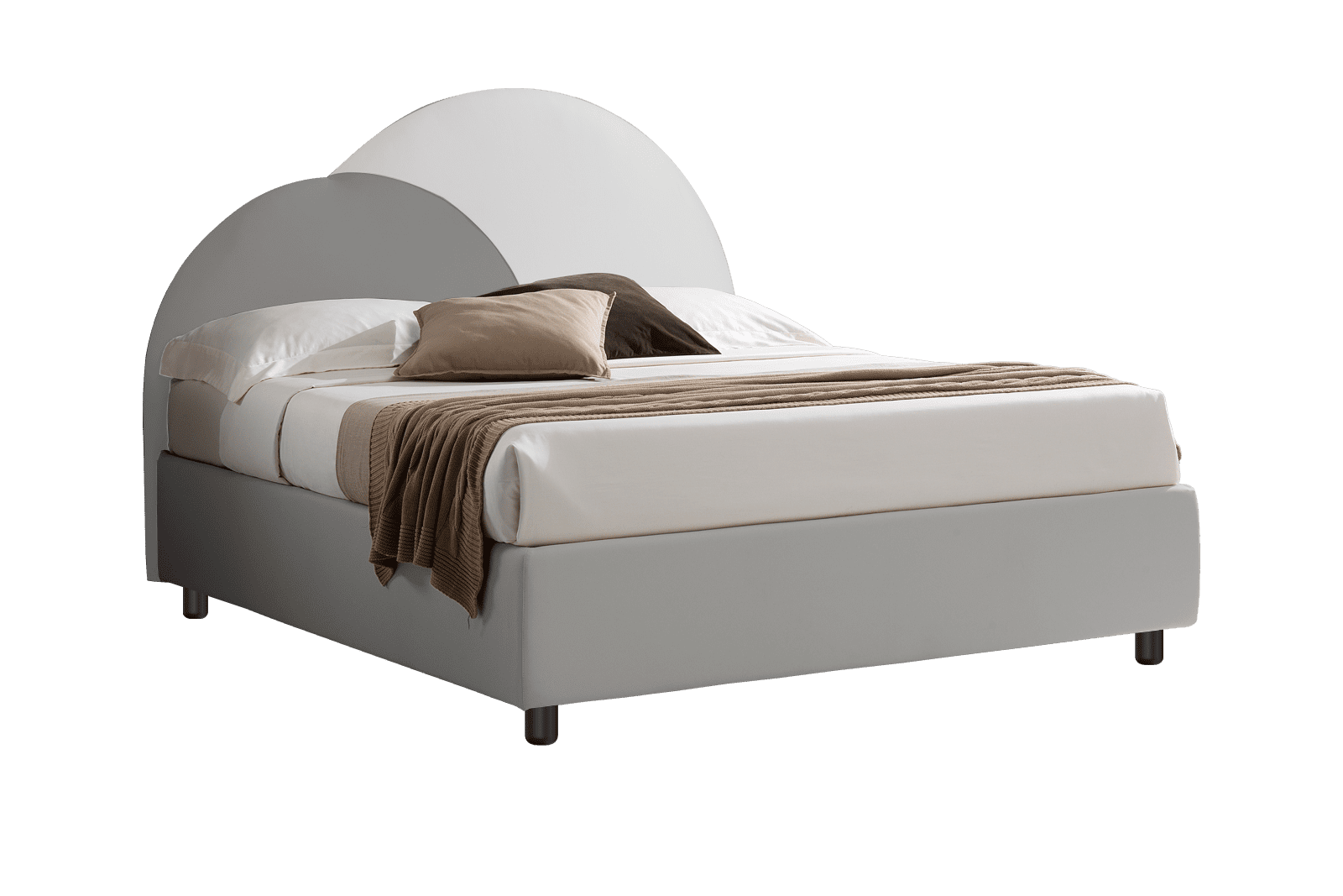 Letto contenitore Abbraccio microfibra effetto pelle Suvereto 3 bianco e 710 topo160x190 Outlet