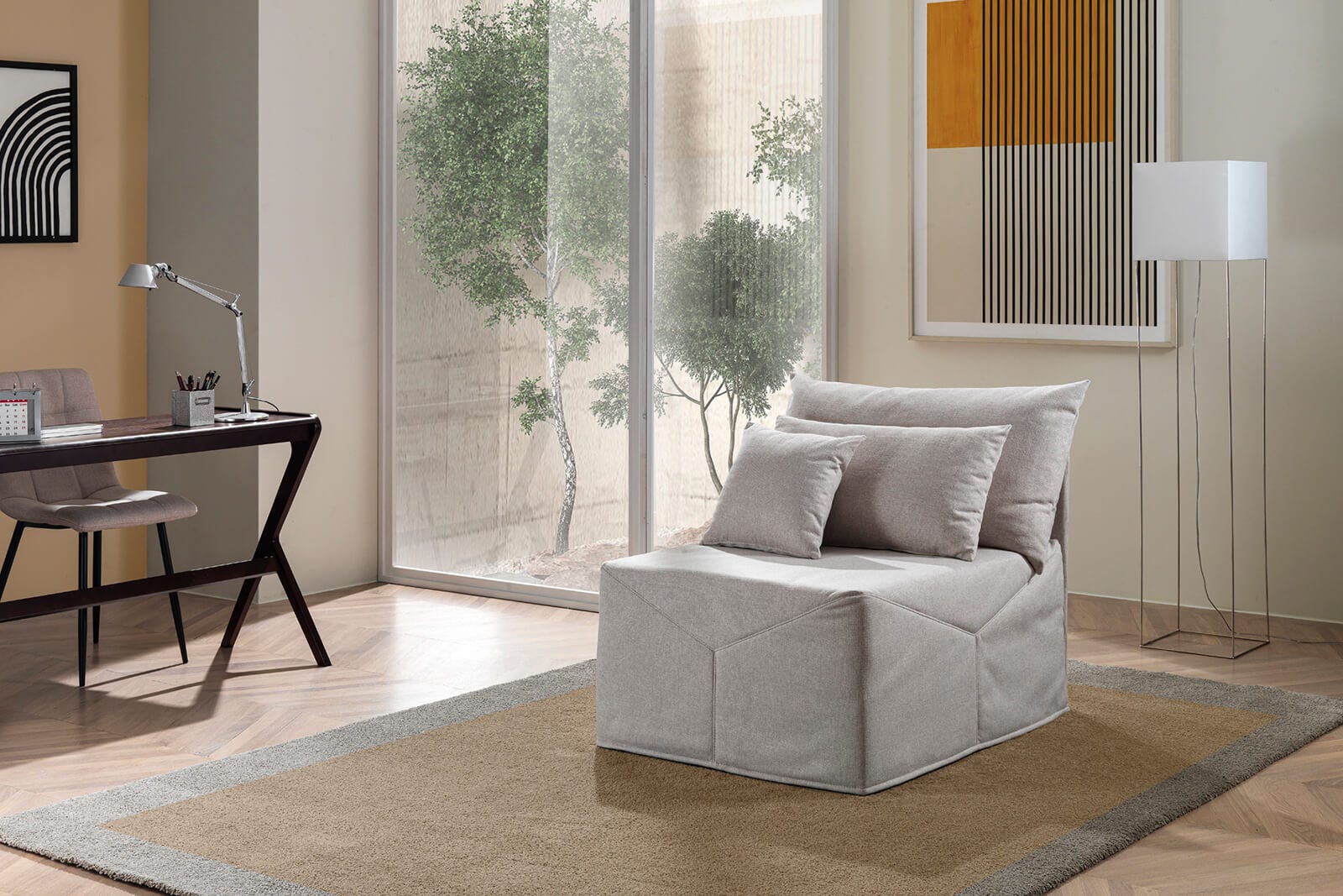 Pouf-letto big pouf y con testata