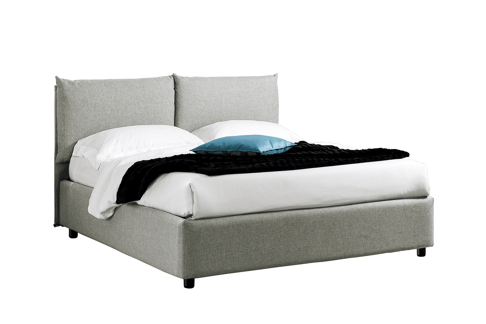 Letto Be Double tessuto Sirma 18 grigio e materasso 140x190 Outlet