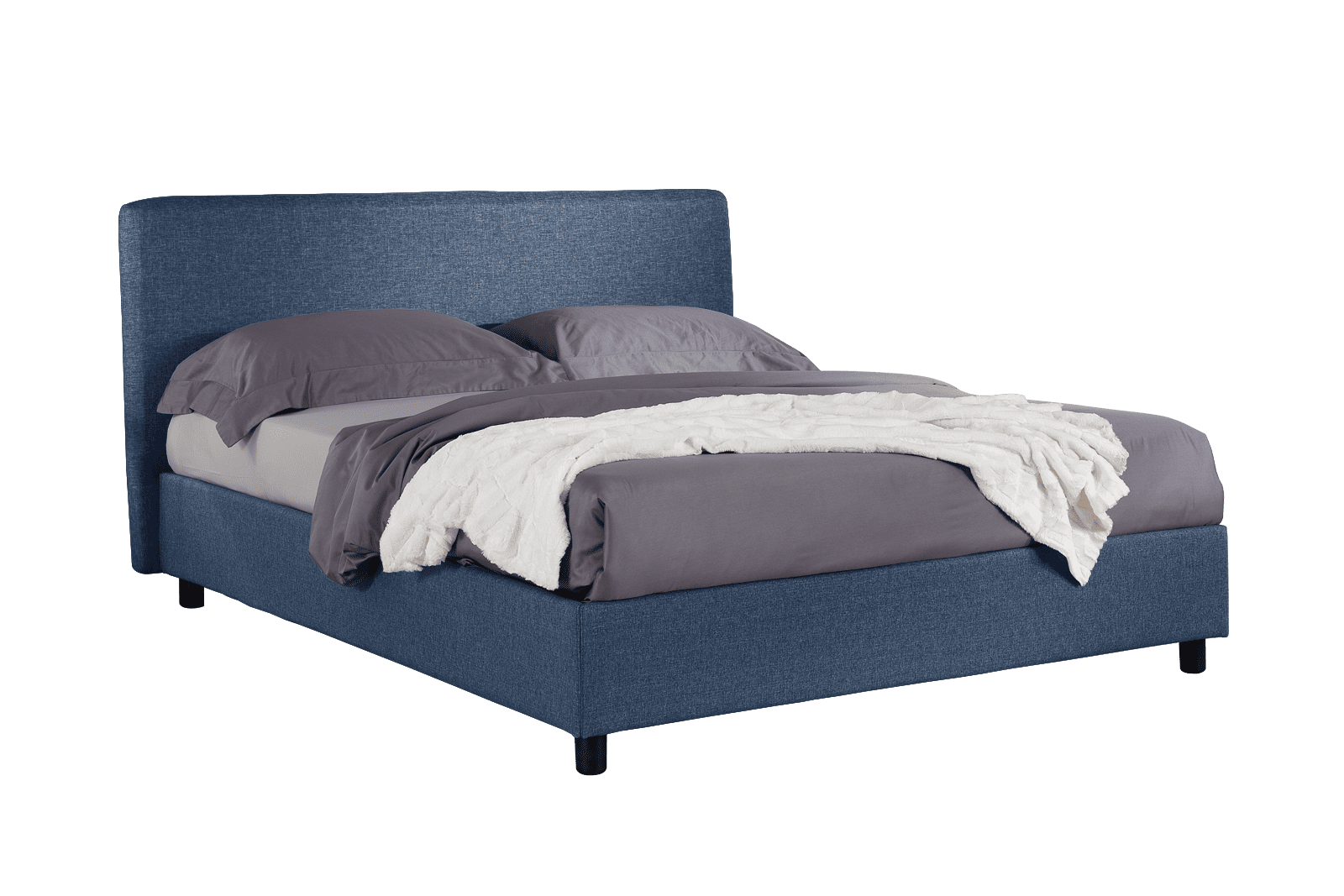 Letto contenitore Cile 2.0 tessuto blu 140x195 e materasso outlet