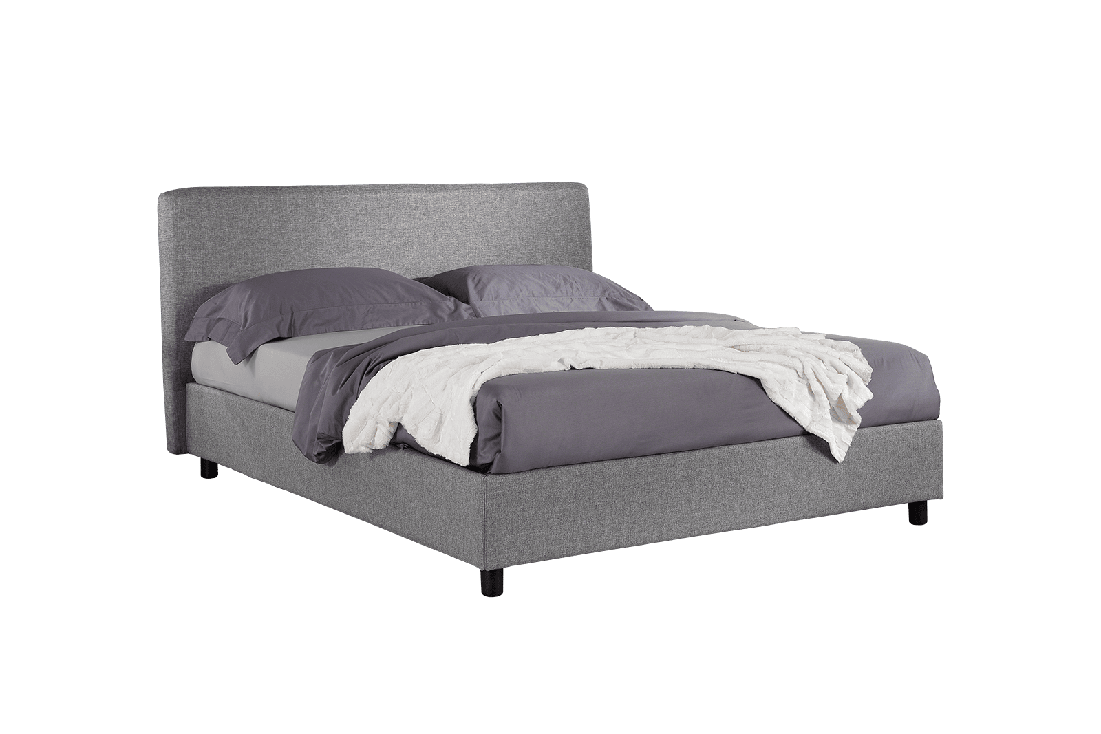 Letto contenitore Cile 2.0 tessuto grigio 140x195 e materasso outlet