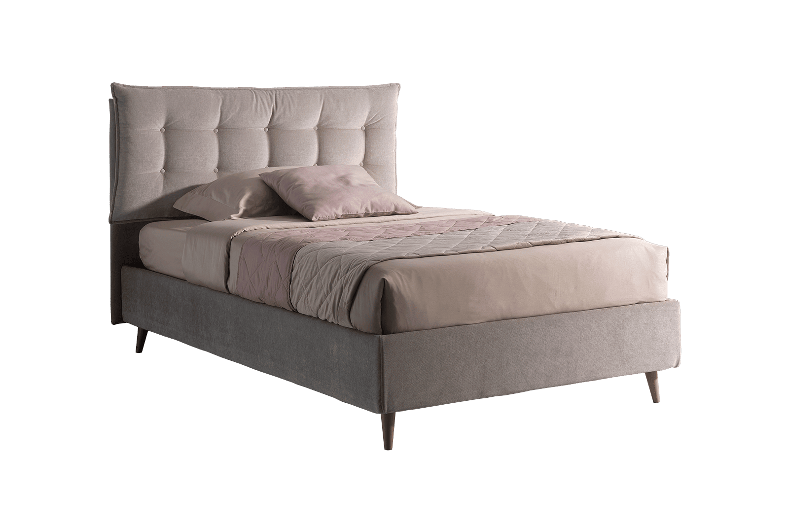 Letto contenitore Cloudelle tessuto Amy 646 cipria 120x195 e Materasso memory
