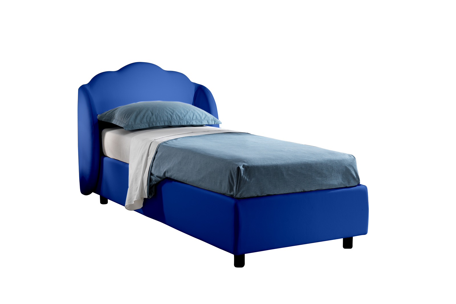 Letto Nuvola effetto pelle Silvia 17 blu 90x190 Outlet