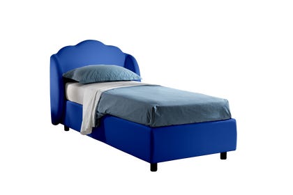 Letto contenitore Nuvola effetto pelle Silvia 17 blu 90x190 Outlet
