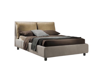 Letto contenitore Osaka Plus tessuto antimacchia 2950 541 nocciola e cuscini in microfibra effetto pelle 2821 526 tortora 160x195 Outlet