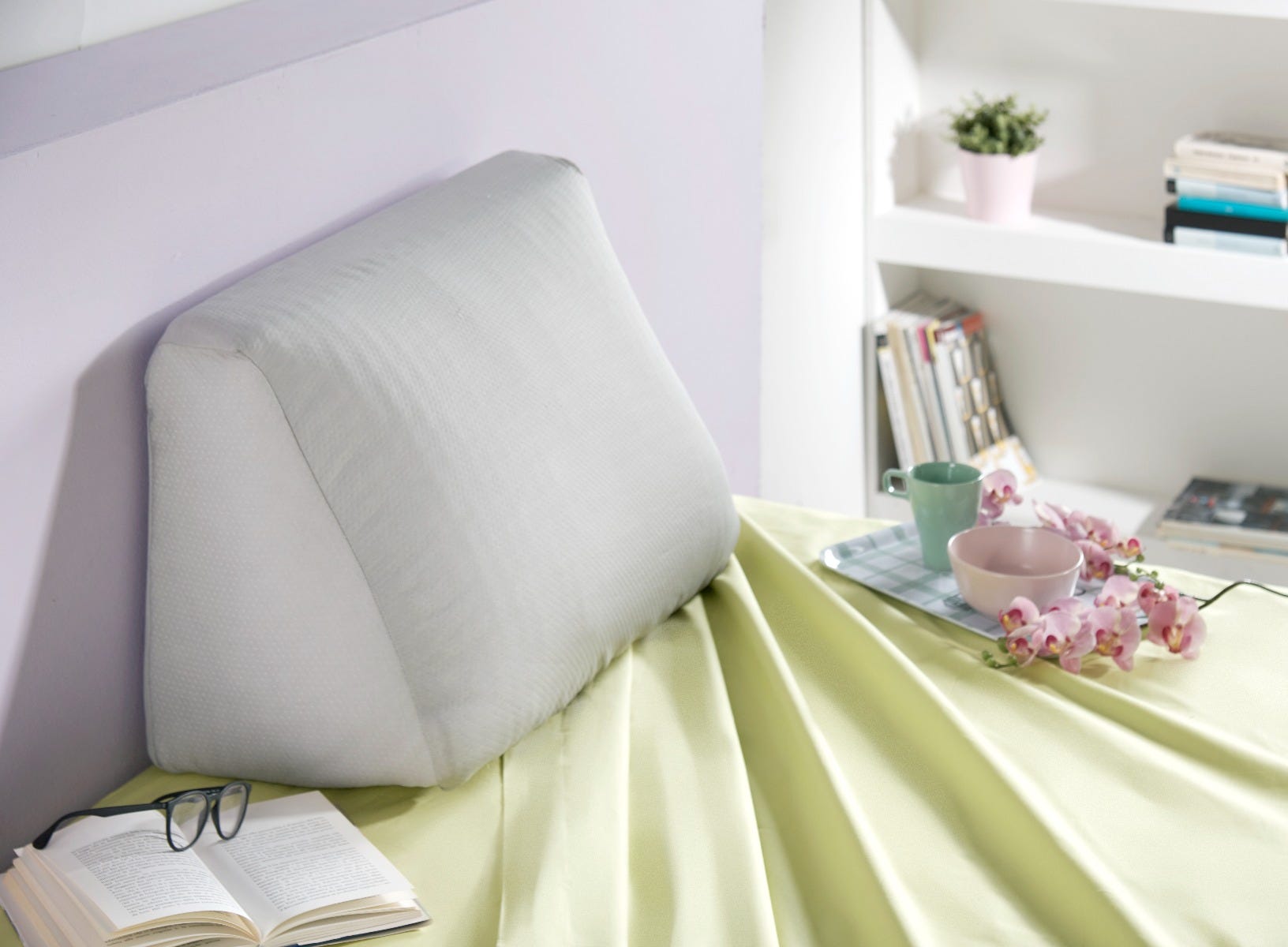 Cuscino Per La Schiena PerDormire Relax Back – In Memory Foam E Waterfoam, Forma A Cuneo, Per Letti E Divani