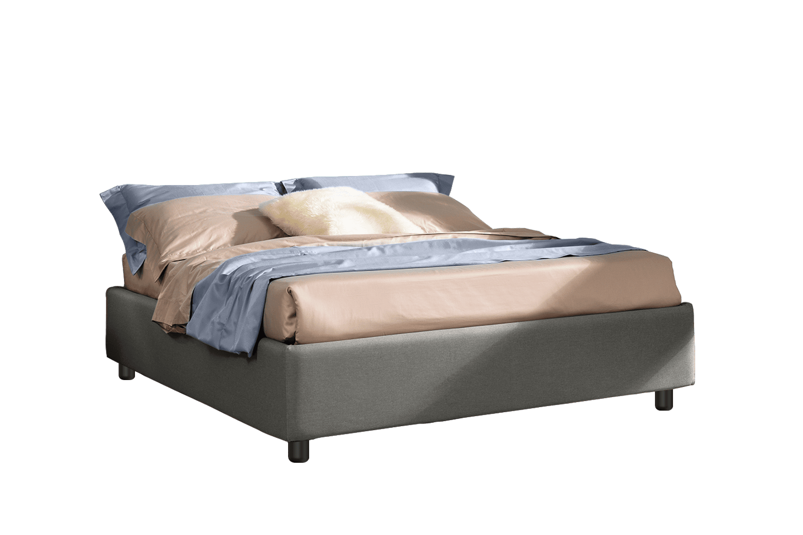 Letto contenitore Sommier Lab h30 tessuto Sirma 17 fumo e materasso 140x190 Outlet