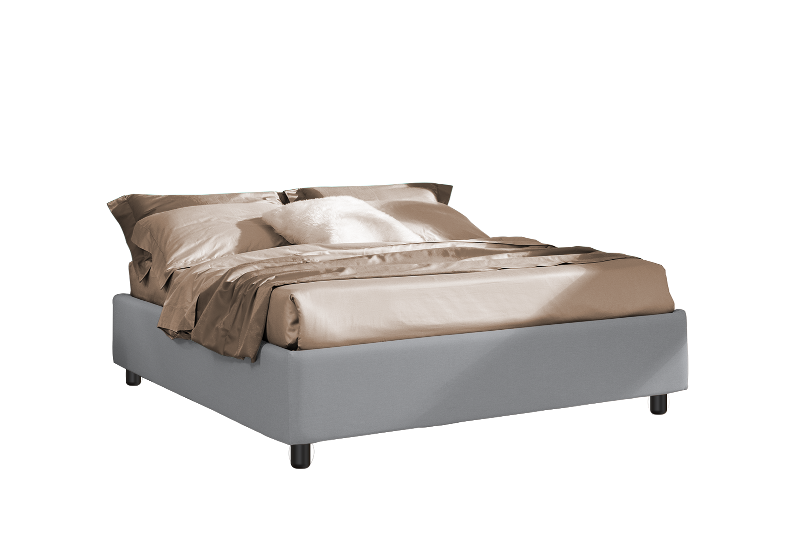 Letto Sommier Lab h30 tessuto Roma 3 Cenere 140 Cmx190 Cm Outlet