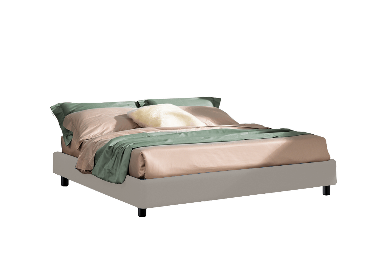 Letto contenitore Sommier Lab H20 tessuto Albaclara 130 grigio e materasso 140x190 Outlet