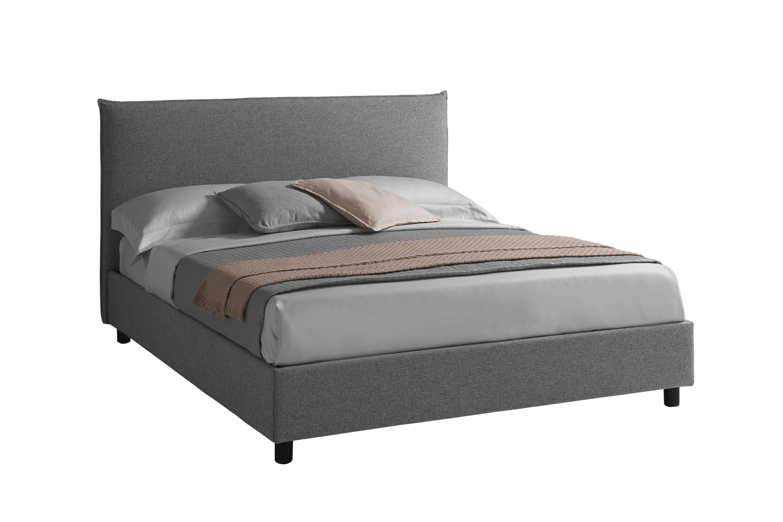 Letto contenitore Vermont 140x195 tessuto Primonero 616 e materasso Outlet